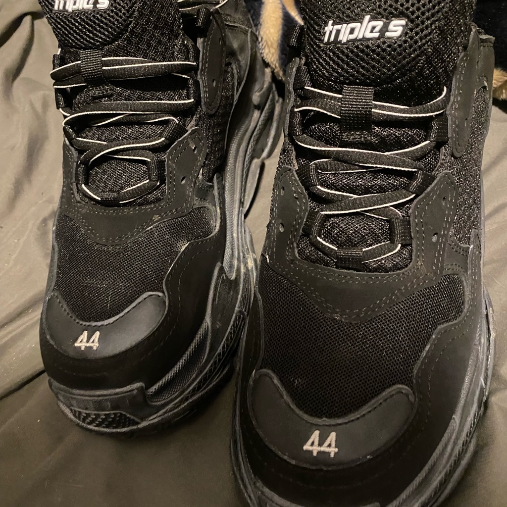 Balenciaga Triple S Black Mesh & Leather Sneakers